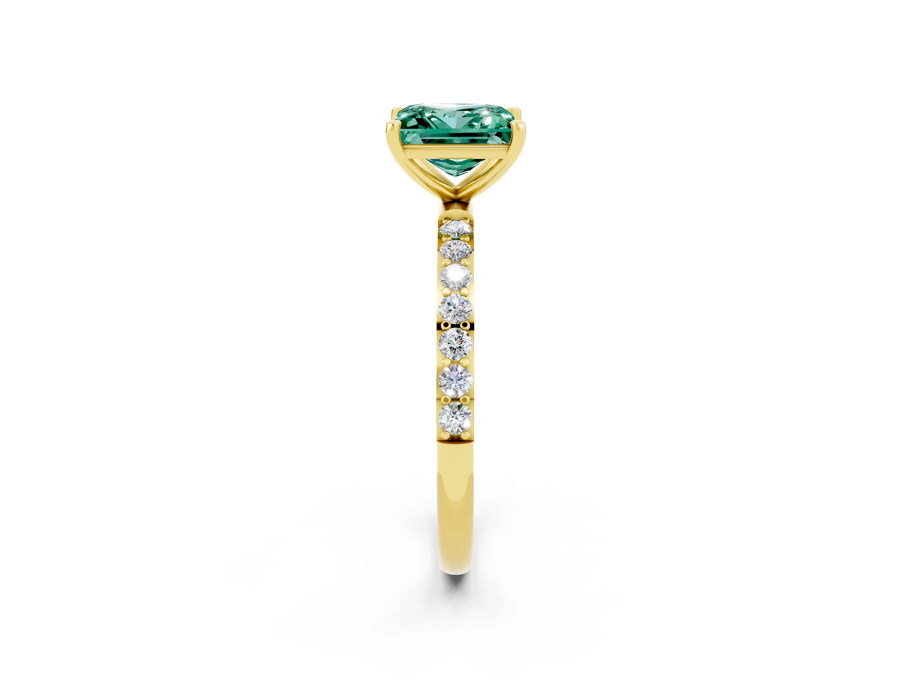 Yellow gold Princess Cut Diamond Pavé Band with Six-Prong Setting_2