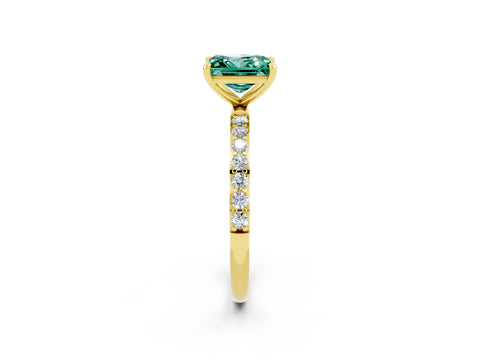 Yellow gold Princess Cut Diamond Pavé Band with Six-Prong Setting_2