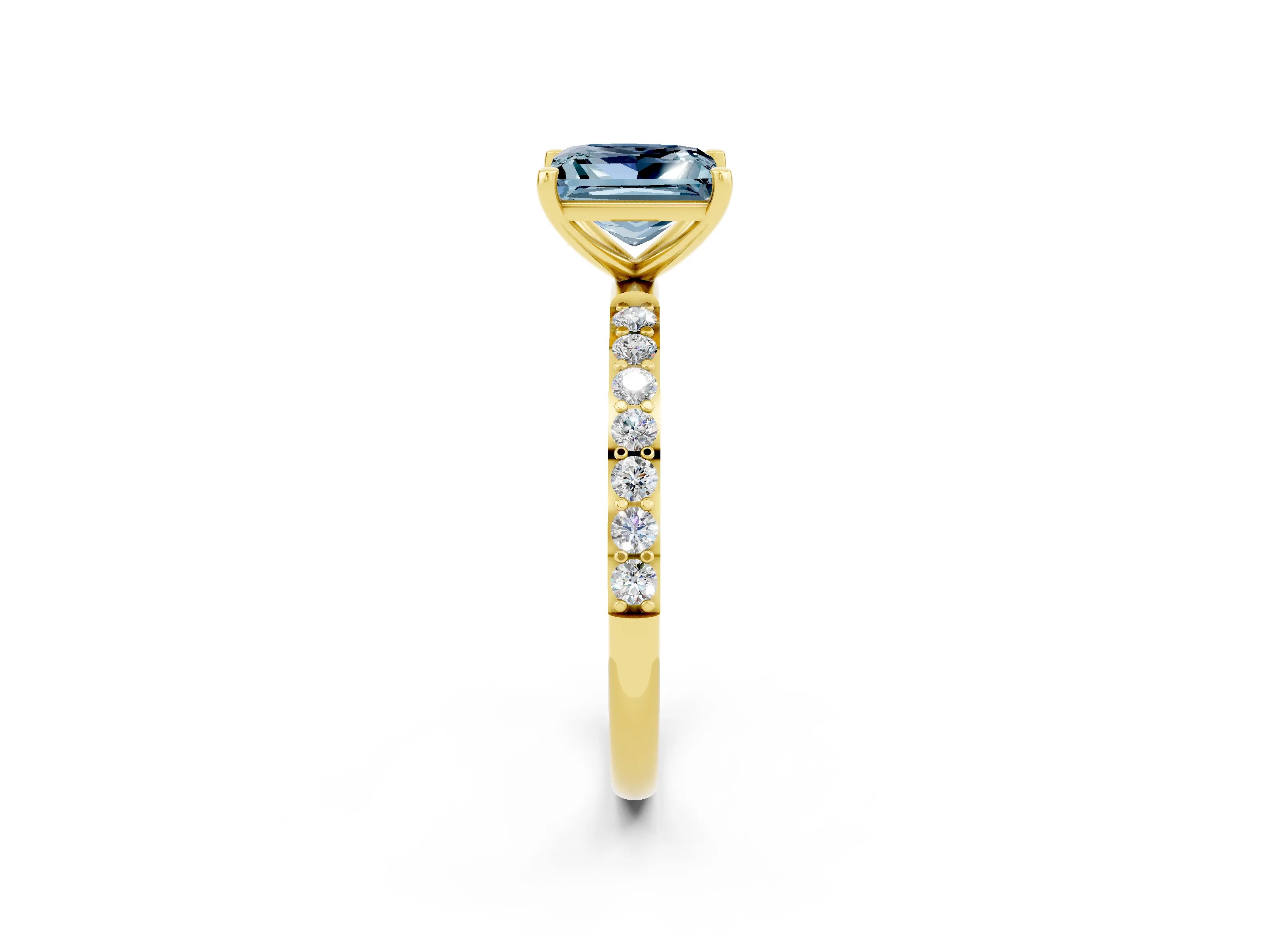 Yellow gold Princess Cut Diamond Pavé Band with Six-Prong Setting_2