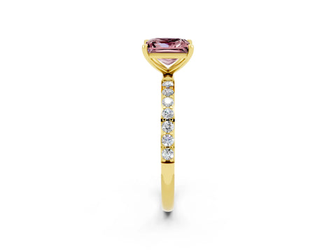 Yellow gold Princess Cut Diamond Pavé Band with Six-Prong Setting_2