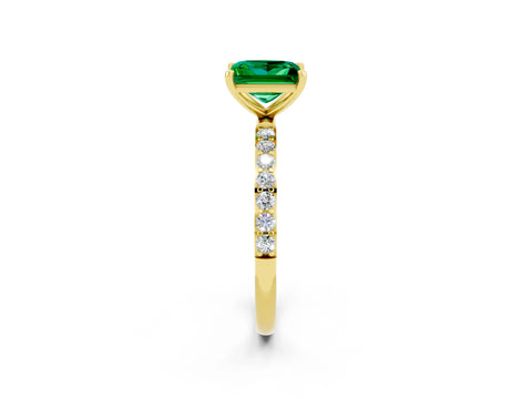 Yellow gold Princess Cut Diamond Pavé Band with Six-Prong Setting_2