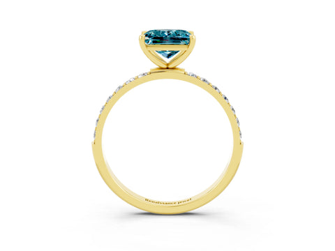Yellow gold Princess Cut Diamond Pavé Band with Six-Prong Setting_3