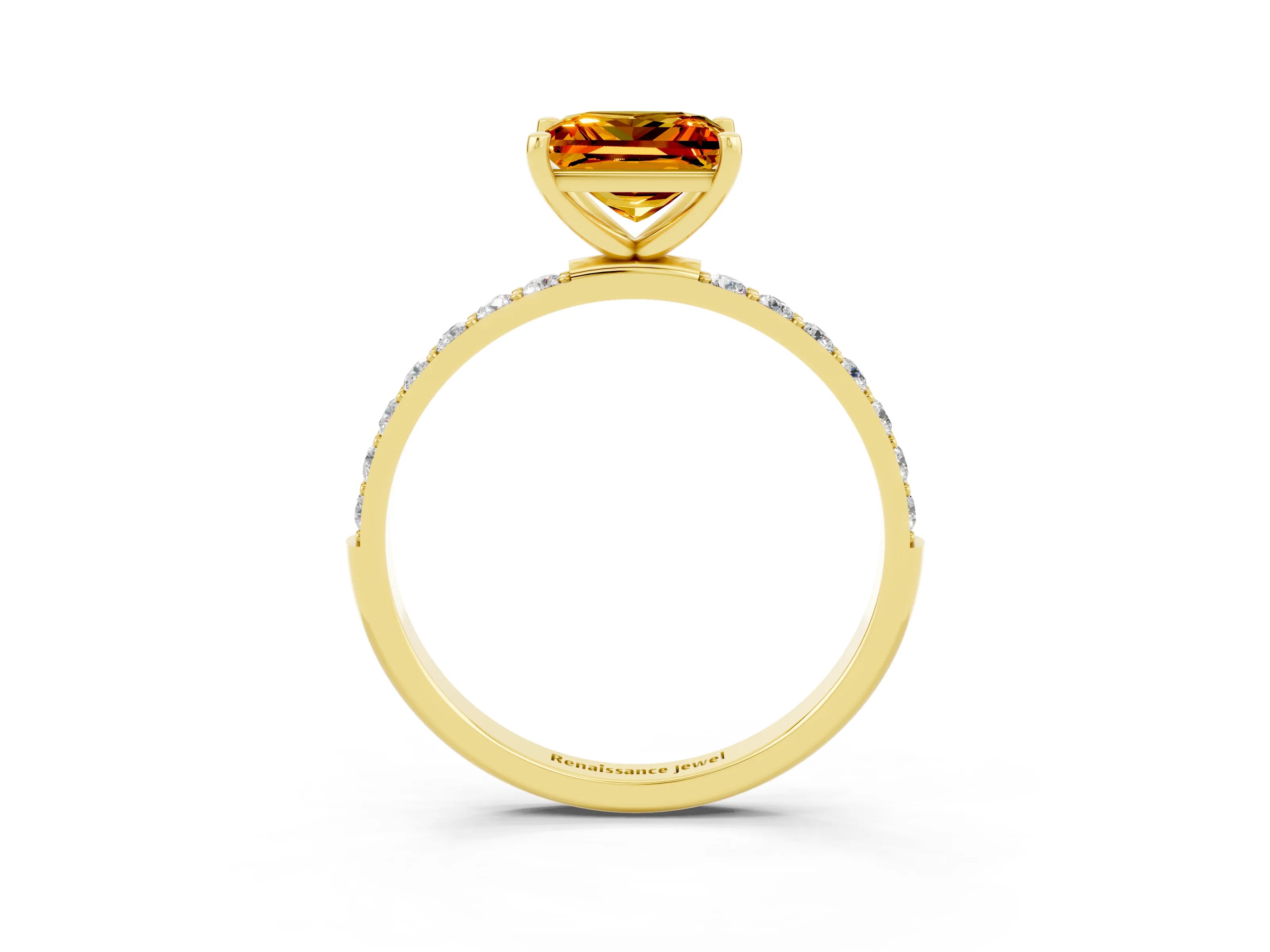Yellow gold Princess Cut Diamond Pavé Band with Six-Prong Setting_3