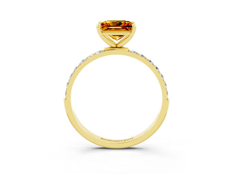Yellow gold Princess Cut Diamond Pavé Band with Six-Prong Setting_3