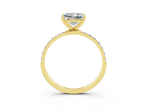 Yellow gold Princess Cut Diamond Pavé Band with Six-Prong Setting_3