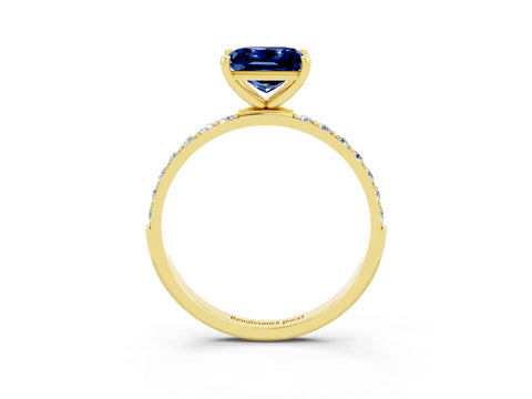 Yellow gold Princess Cut Diamond Pavé Band with Six-Prong Setting_3