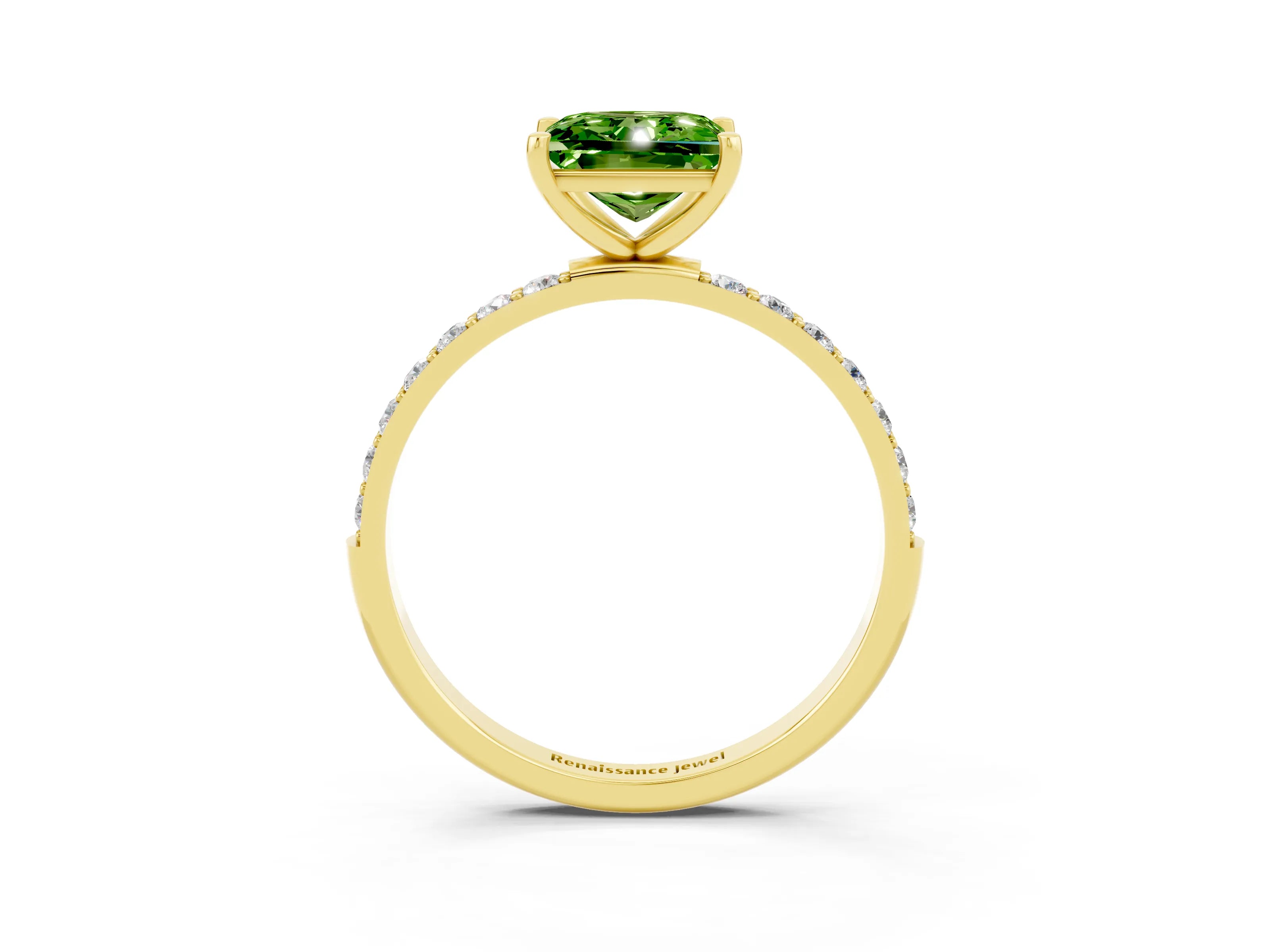 Yellow gold Princess Cut Diamond Pavé Band with Six-Prong Setting_3