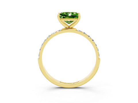 Yellow gold Princess Cut Diamond Pavé Band with Six-Prong Setting_3