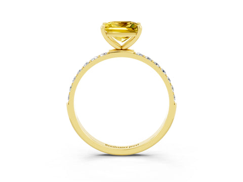 Yellow gold Princess Cut Diamond Pavé Band with Six-Prong Setting_3