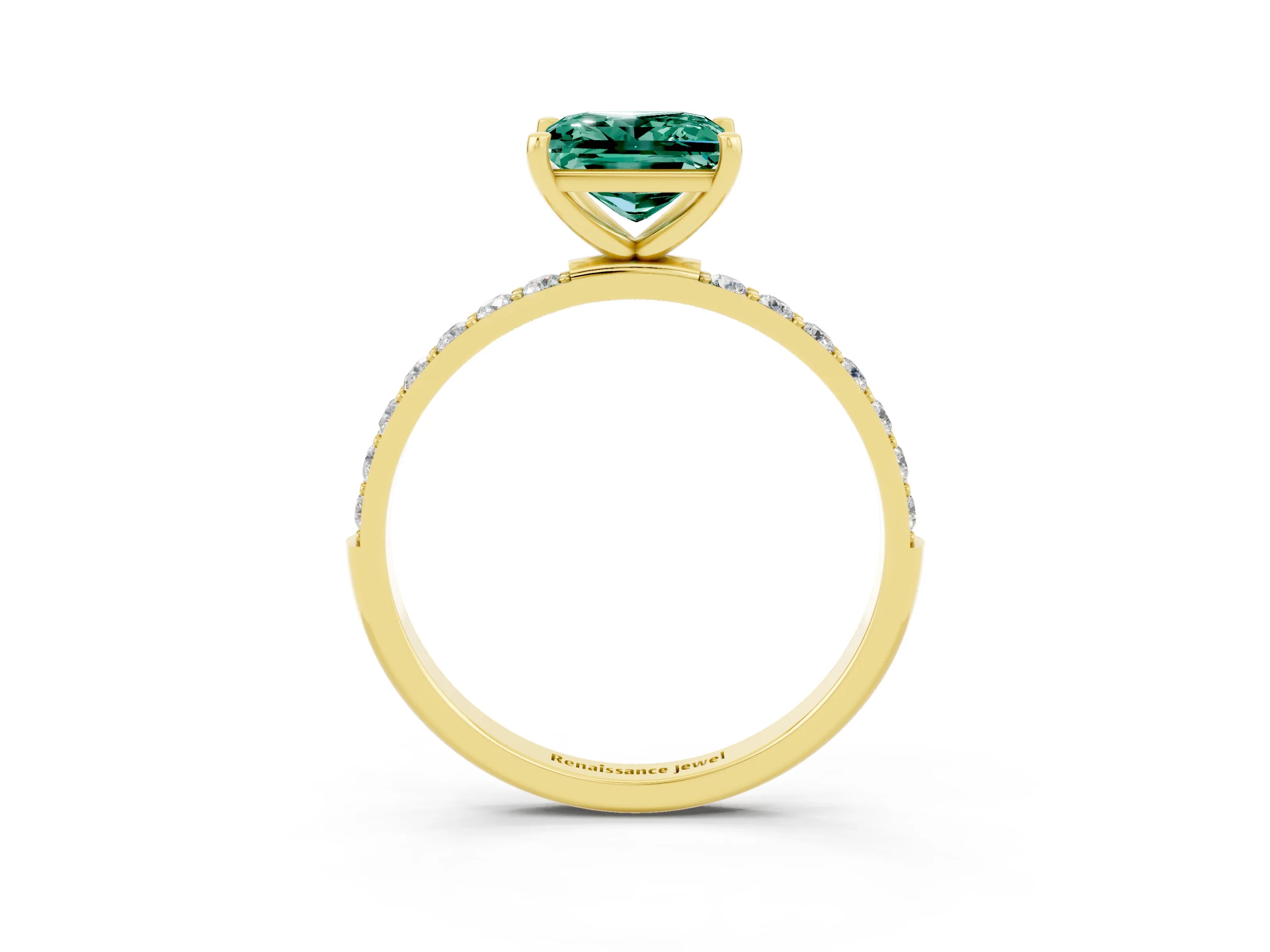 Yellow gold Princess Cut Diamond Pavé Band with Six-Prong Setting_3