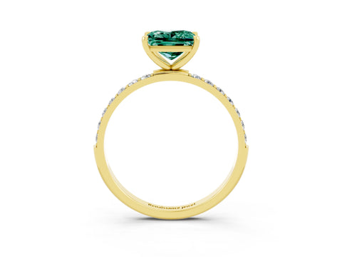 Yellow gold Princess Cut Diamond Pavé Band with Six-Prong Setting_3