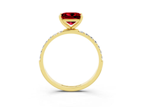 Yellow gold Princess Cut Diamond Pavé Band with Six-Prong Setting_3