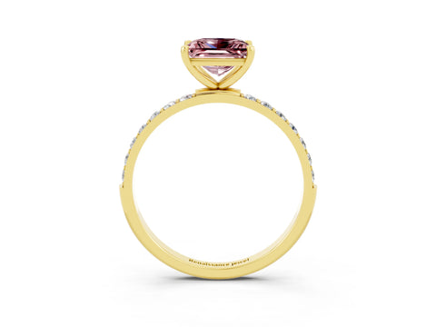 Yellow gold Princess Cut Diamond Pavé Band with Six-Prong Setting_3