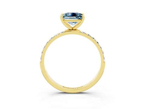 Yellow gold Princess Cut Diamond Pavé Band with Six-Prong Setting_3