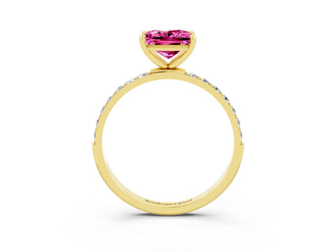 Yellow gold Princess Cut Diamond Pavé Band with Six-Prong Setting_3