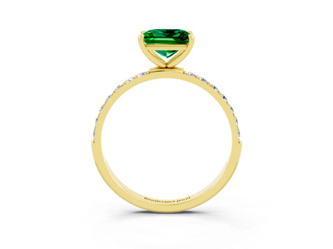 Yellow gold Princess Cut Diamond Pavé Band with Six-Prong Setting_3