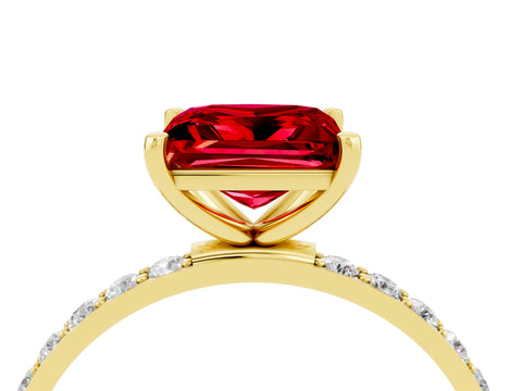 Yellow gold Princess Cut Diamond Pavé Band with Six-Prong Setting_4