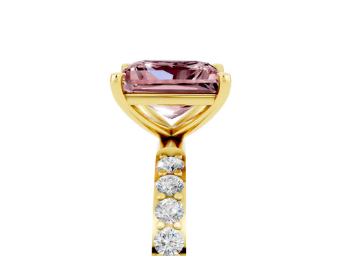 Yellow gold Princess Cut Diamond Pavé Band with Six-Prong Setting_5