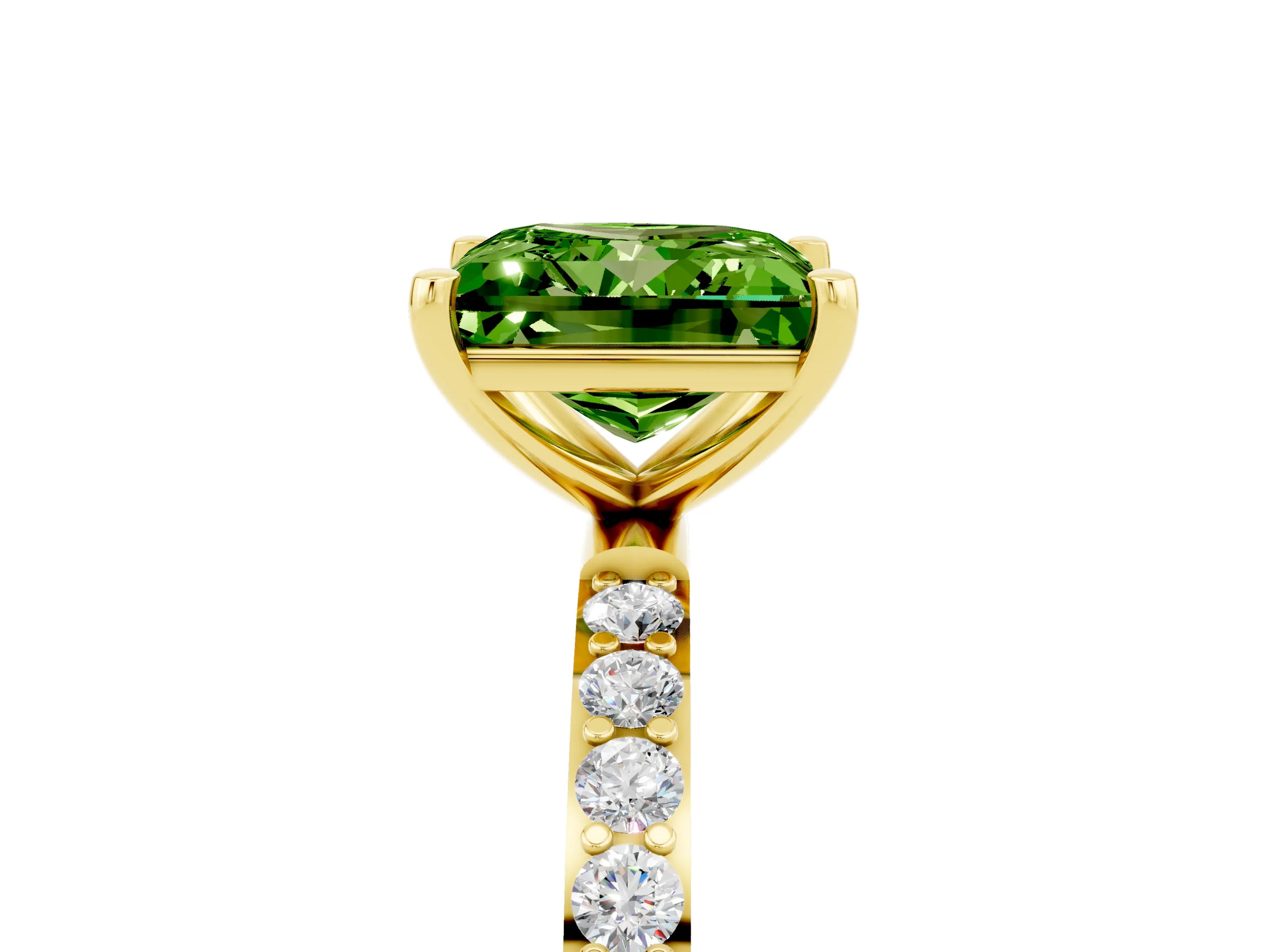 Yellow gold Princess Cut Diamond Pavé Band with Six-Prong Setting_5
