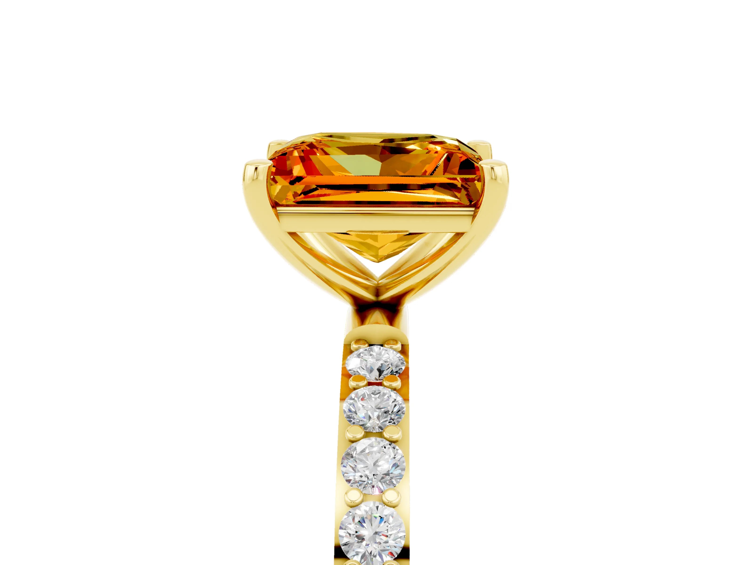 Yellow gold Princess Cut Diamond Pavé Band with Six-Prong Setting_5