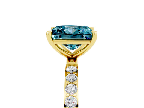 Yellow gold Princess Cut Diamond Pavé Band with Six-Prong Setting_5