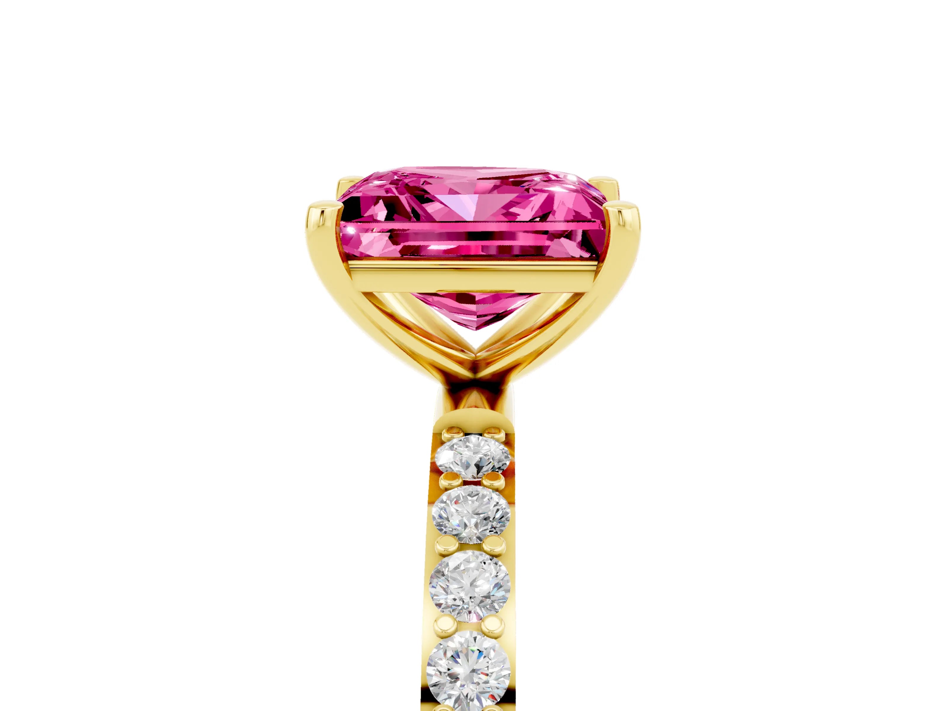 Yellow gold Princess Cut Diamond Pavé Band with Six-Prong Setting_5