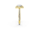 Yellow gold Princess Cut Diamond Pavé Halo Ring with Four-Prong Setting_35