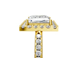 Yellow gold Princess Cut Diamond Pavé Halo Ring with Four-Prong Setting_38