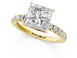 Yellow gold Princess Cut Diamond Pavé Solitaire Engagement Ring with Four-Prong Setting_77