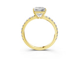 Yellow gold Princess Cut Diamond Pavé Solitaire Engagement Ring with Four-Prong Setting_79