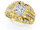 Yellow gold Princess Cut Diamond Pave Art Deco Split Shank Ring with Four-Prong Setting_22