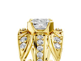 Yellow gold Princess Cut Diamond Pave Art Deco Split Shank Ring with Four-Prong Setting_26