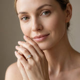 Yellow gold Princess Cut Diamond Pave Band Solitaire Ring with Four-Prong Setting_115