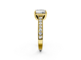 Yellow gold Princess Cut Diamond Pave Band with Four-Prong Setting_22