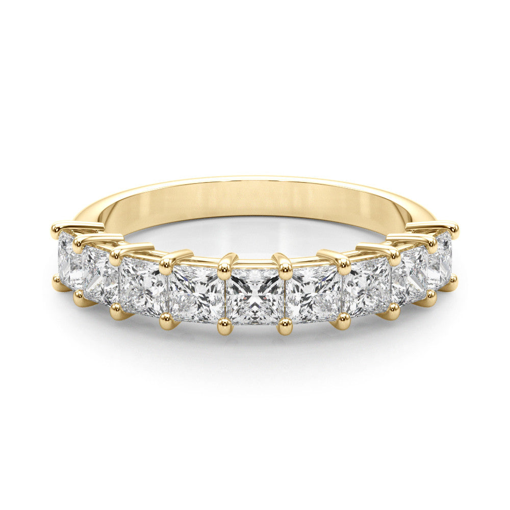 Yellow gold Princess Cut Diamond Prong Set Eternity Band 1