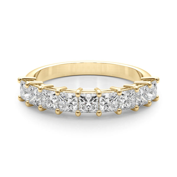 Yellow gold Princess Cut Diamond Prong Set Eternity Band