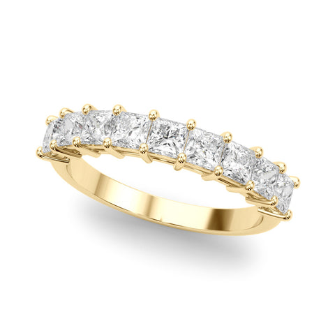 Yellow gold Princess Cut Diamond Prong Set Eternity Band