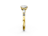 Yellow gold Princess Cut Diamond Ring with Baguette Side Stones, Channel Set Band, and Four-Prong Setting_28