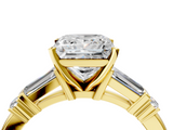 Yellow gold Princess Cut Diamond Ring with Baguette Side Stones, Channel Set Band, and Four-Prong Setting_30