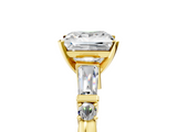 Yellow gold Princess Cut Diamond Ring with Baguette Side Stones, Channel Set Band, and Four-Prong Setting_31
