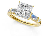 Yellow gold Princess Cut Diamond Ring with Baguette Side Stones, Channel Set Band, and Four-Prong Setting_34