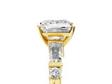 Yellow gold Princess Cut Diamond Ring with Baguette Side Stones, Channel Set Band, and Four-Prong Setting_38
