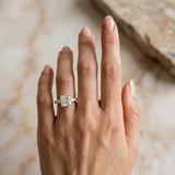 Yellow gold Princess Cut Diamond Ring with Baguette Side Stones, Channel Set Band, and Four-Prong Setting_43