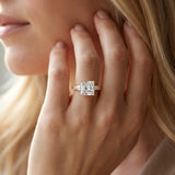 Yellow gold Princess Cut Diamond Ring with Baguette Side Stones, Channel Set Band, and Four-Prong Setting_45