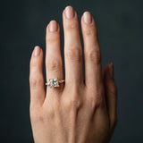 Yellow gold Princess Cut Diamond Ring with Marquise Side Stones and Prong Setting_13