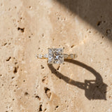 Yellow gold Princess Cut Diamond Ring with Marquise Side Stones and Prong Setting_16