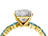 Yellow gold Princess Cut Diamond Ring with Marquise and Round with Blue Topaz side stone Side Stones and Four-Prong Setting_28
