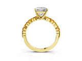 Yellow gold Princess Cut Diamond Ring with Marquise and Round with Citrine side stone Side Stones and Four-Prong Setting_15