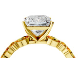 Yellow gold Princess Cut Diamond Ring with Marquise and Round with Citrine side stone Side Stones and Four-Prong Setting_16