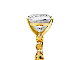 Yellow gold Princess Cut Diamond Ring with Marquise and Round with Citrine side stone Side Stones and Four-Prong Setting_17